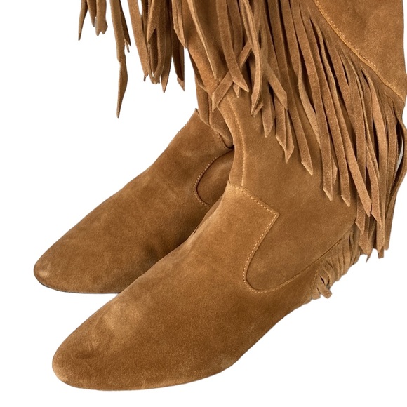 Sam Edelman Utah Suede Leather Fringed Moccasin Boot - Picture 7 of 14